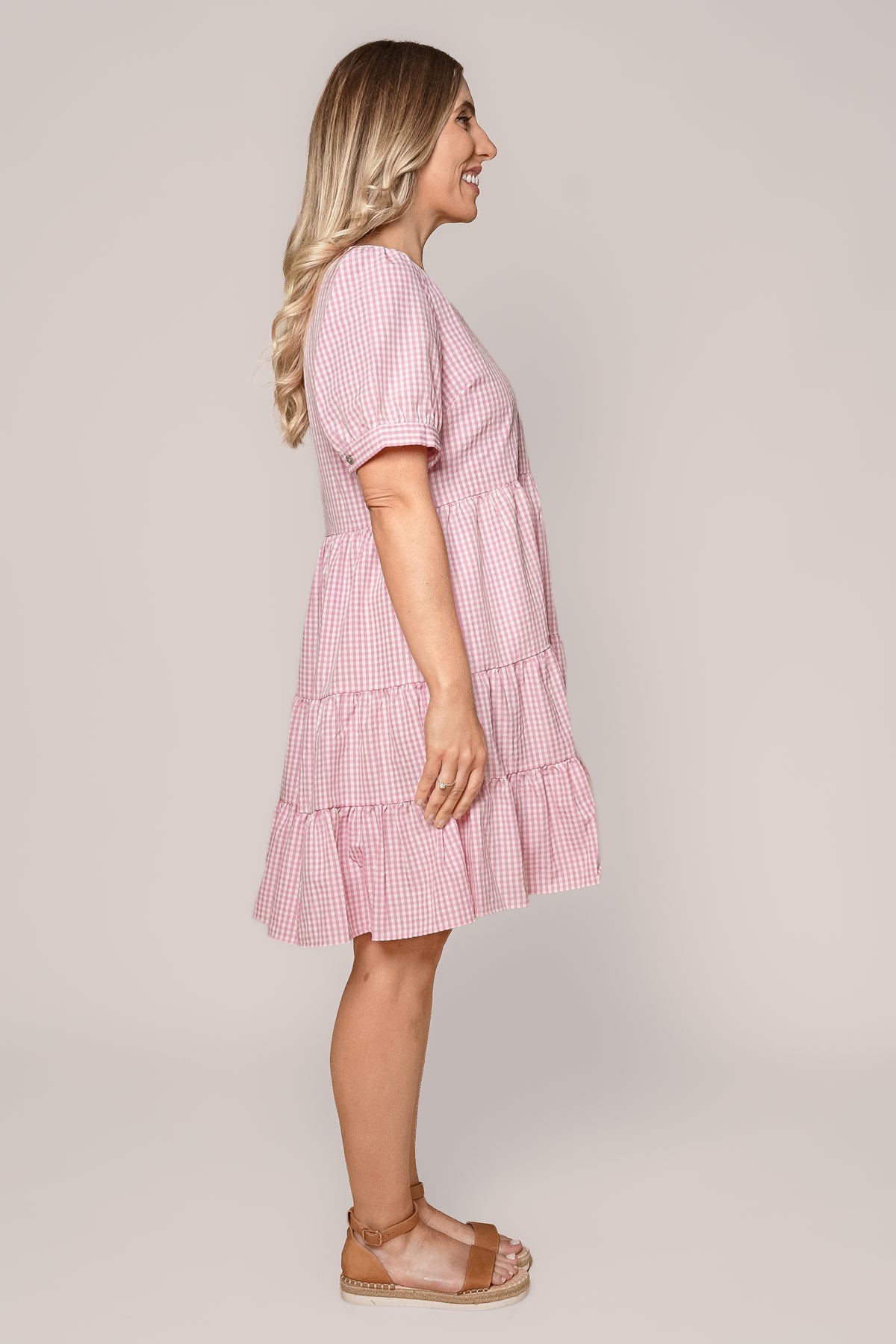Yansi Gingham Dress in Pink