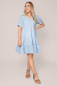 Yansi Gingham Dress in Light Blue
