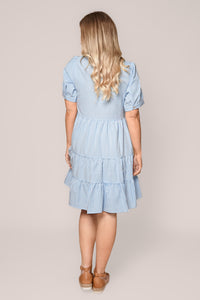 Yansi Gingham Dress in Light Blue