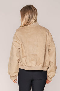 Evie Suede Bomber in Sand - Foxwood
