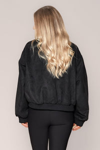 Evie Suede Bomber in Black - Foxwood