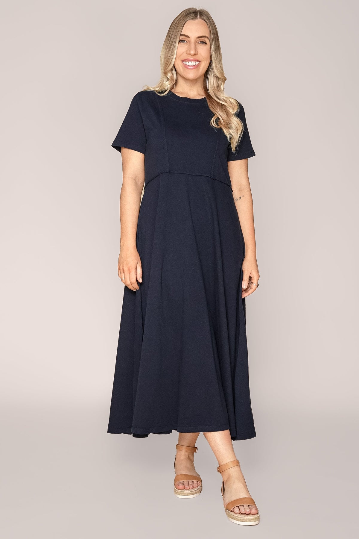 Eva Midi Dress in Dark Sapphire - Foxwood