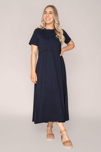 Eva Midi Dress in Dark Sapphire - Foxwood