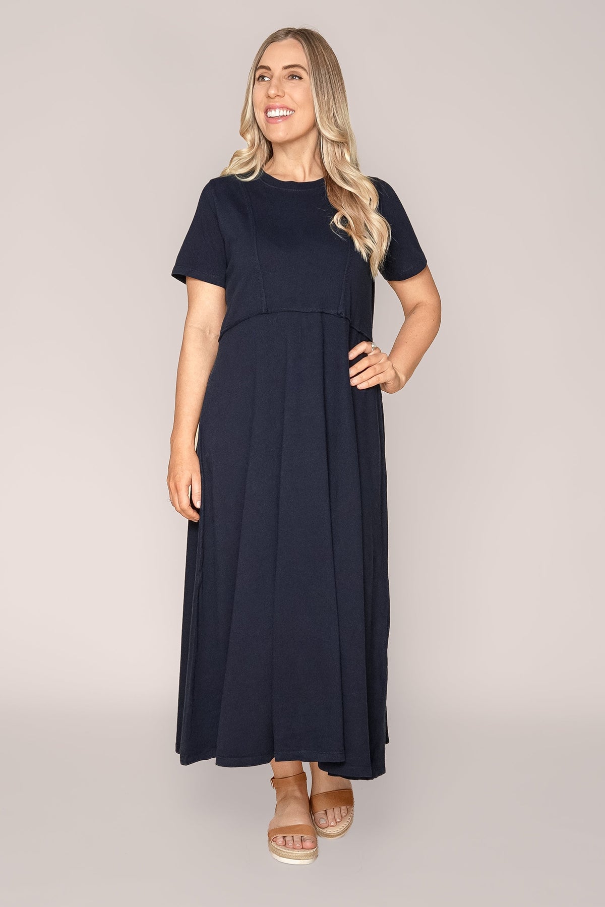 Eva Midi Dress in Dark Sapphire - Foxwood