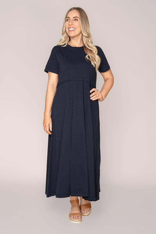 Eva Midi Dress in Dark Sapphire - Foxwood