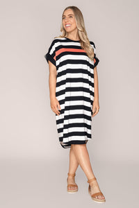 Mckinley Dress in Black and White Stripe - Elm