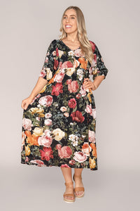 Serena Midi Dress in Black