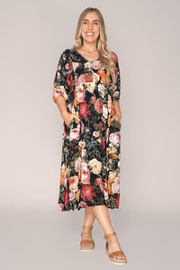 Serena Midi Dress in Black