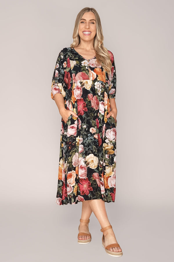 Serena Midi Dress in Black