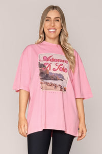 Coastline Oversized Tee in Pink - All About Eve