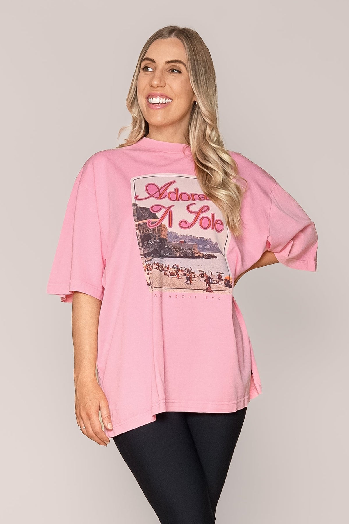 Coastline Oversized Tee in Pink - All About Eve