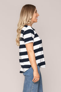 Spritz Stripe S/S Tee in Navy/White - Elm
