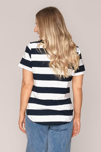Spritz Stripe S/S Tee in Navy/White - Elm