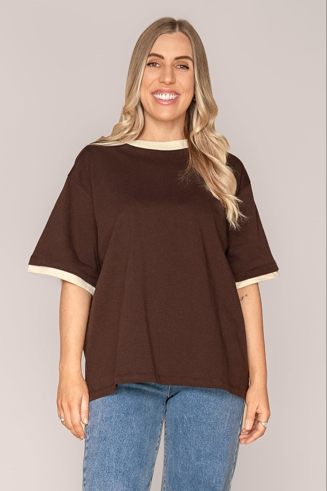 Layered Oversized Tee in Chocolate - Silent Theory