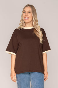 Layered Oversized Tee in Chocolate - Silent Theory