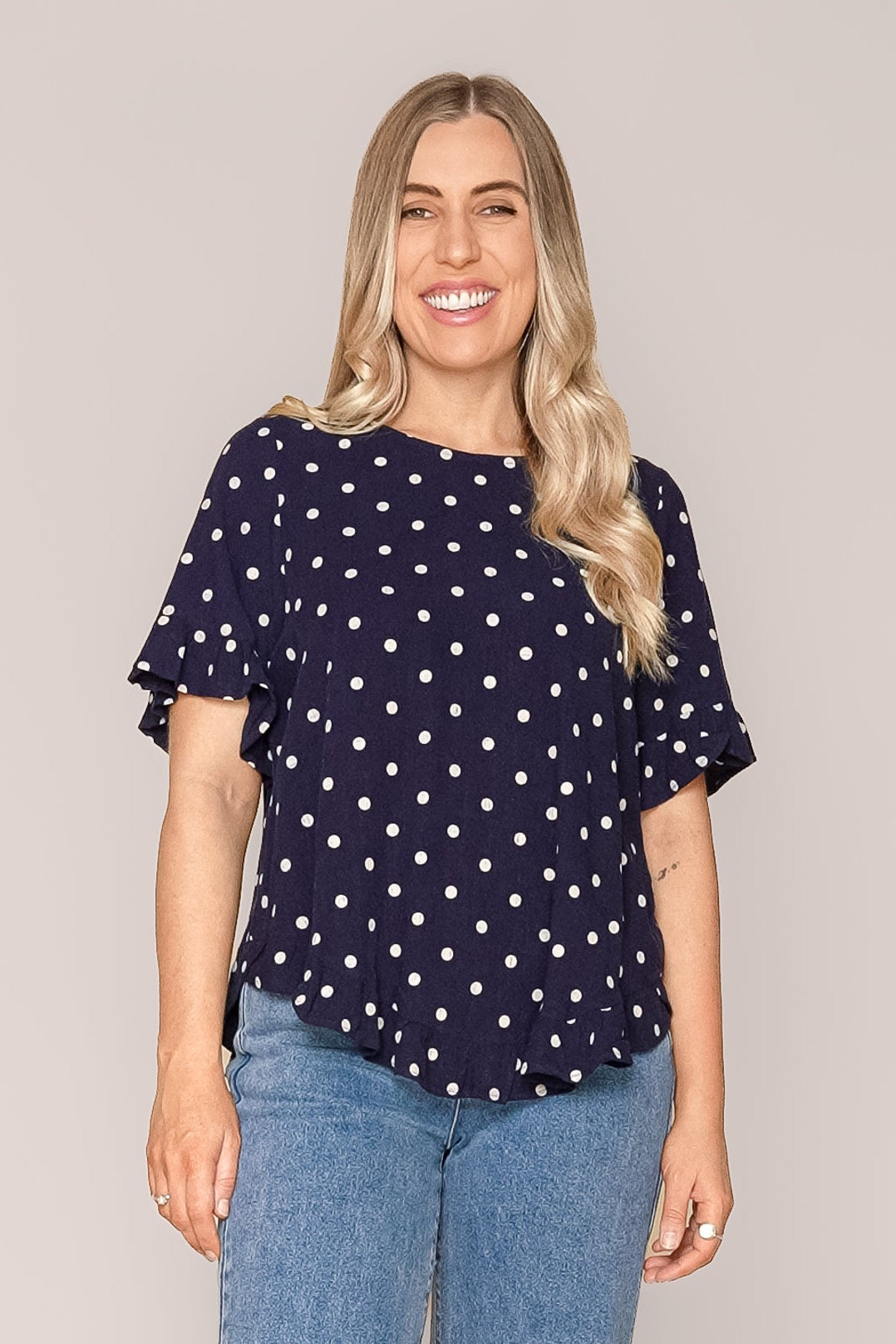 Jenny Ruffle Top in Navy