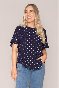 Jenny Ruffle Top in Navy