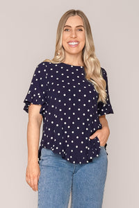 Jenny Ruffle Top in Navy