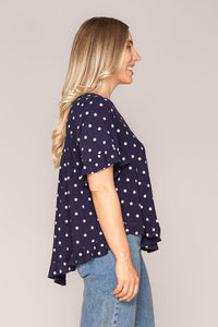 Jenny Ruffle Top in Navy