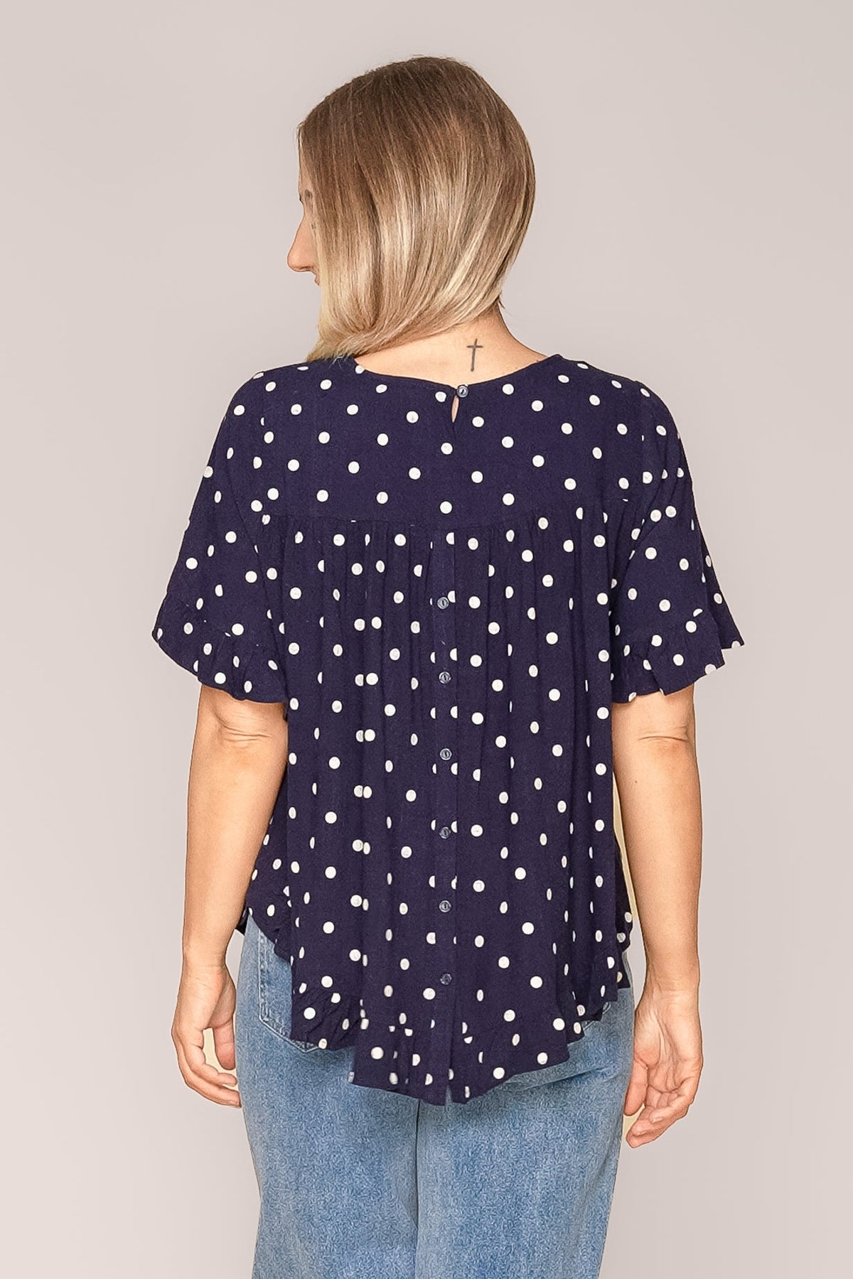Jenny Ruffle Top in Navy