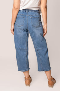 Stacey Barrel Leg Denim Pants in Light Blue