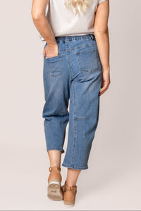 Stacey Barrel Leg Denim Pants in Light Blue