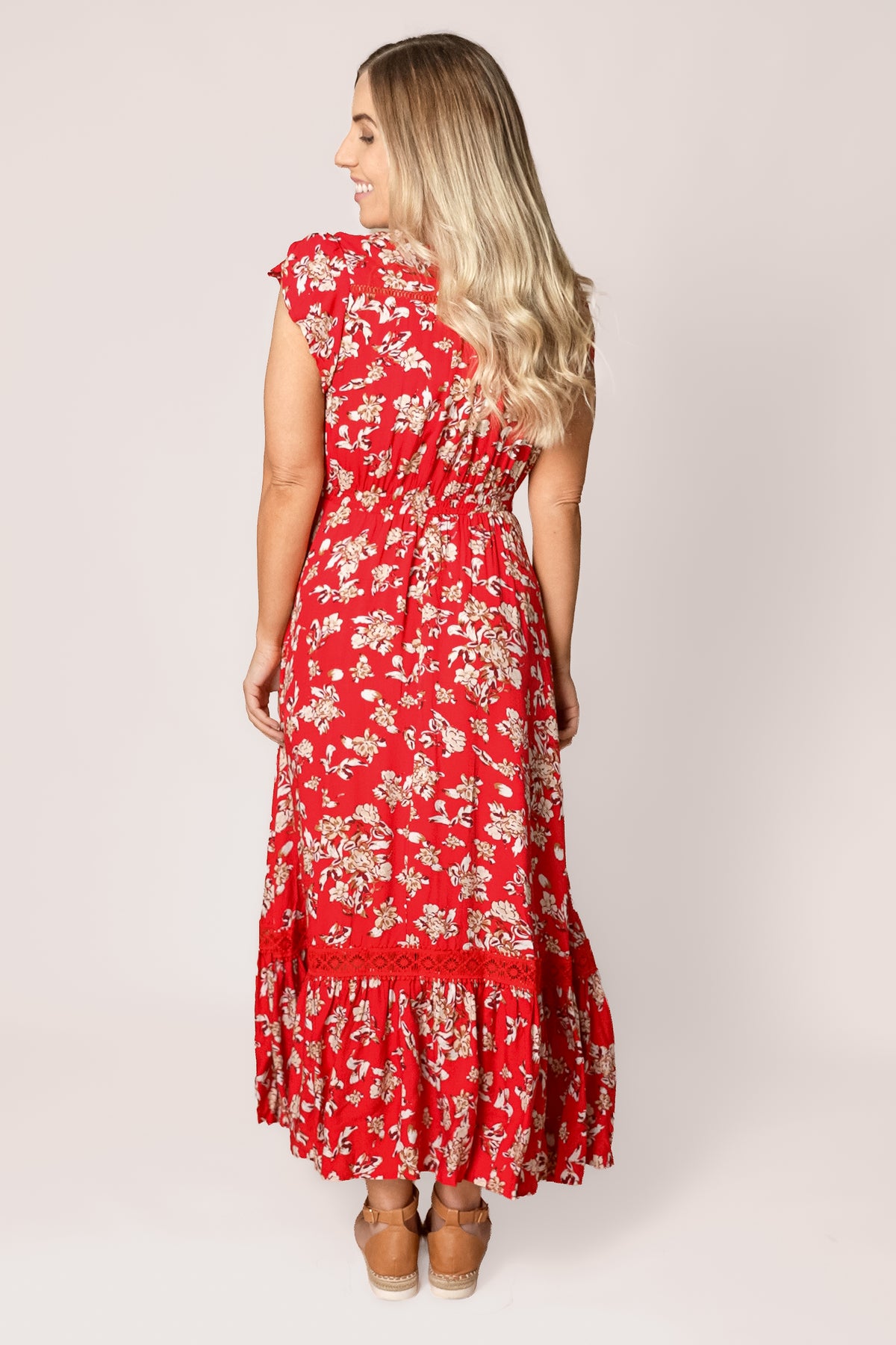 Sade Floral Maxi Dress in Red