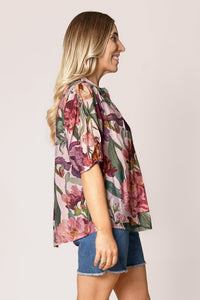 Kayla Floral Top in Pink