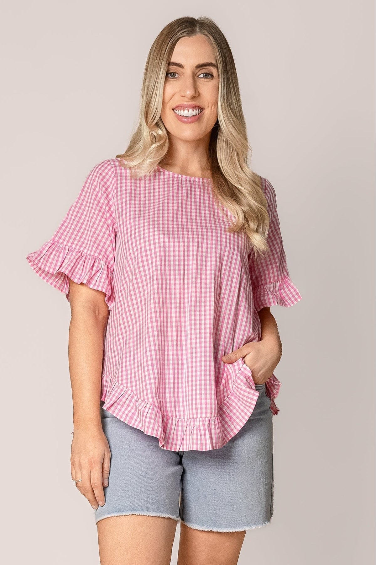 Lulu Gingham Top in Pink