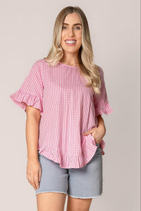 Lulu Gingham Top in Pink