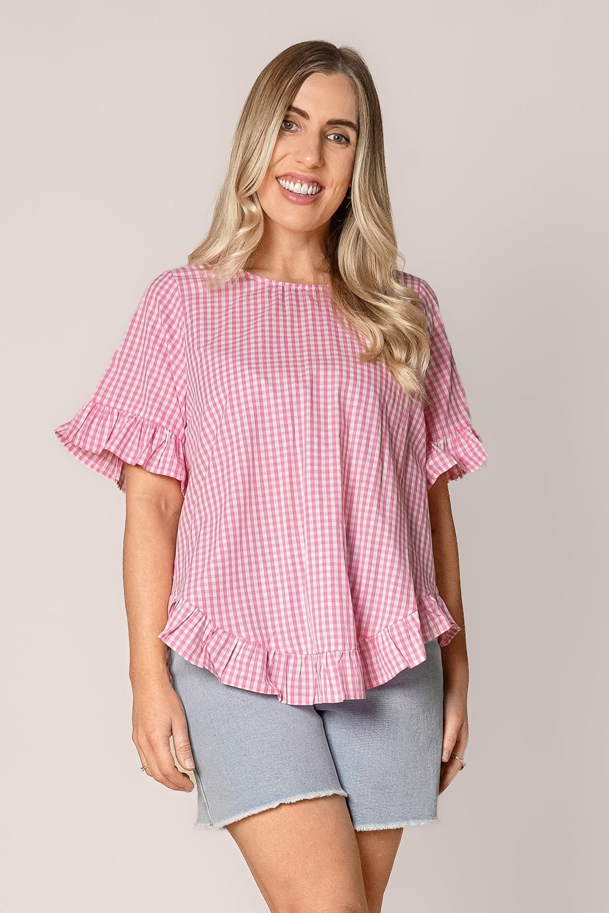 Lulu Gingham Top in Pink
