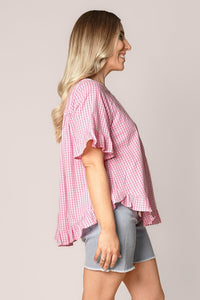 Lulu Gingham Top in Pink