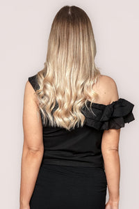 Suri Asymmetrical Ruffle Top in Black