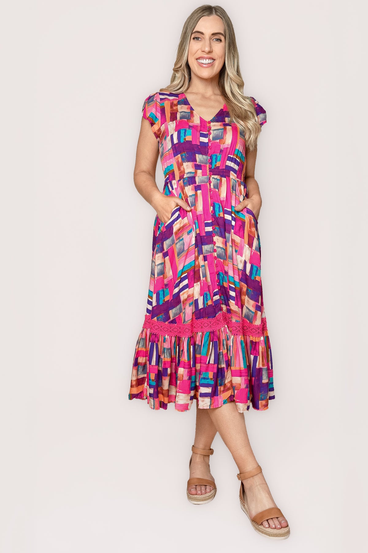 Alexa Midi Dress in Pink