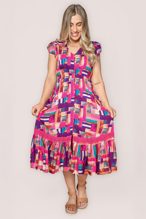 Alexa Midi Dress in Pink
