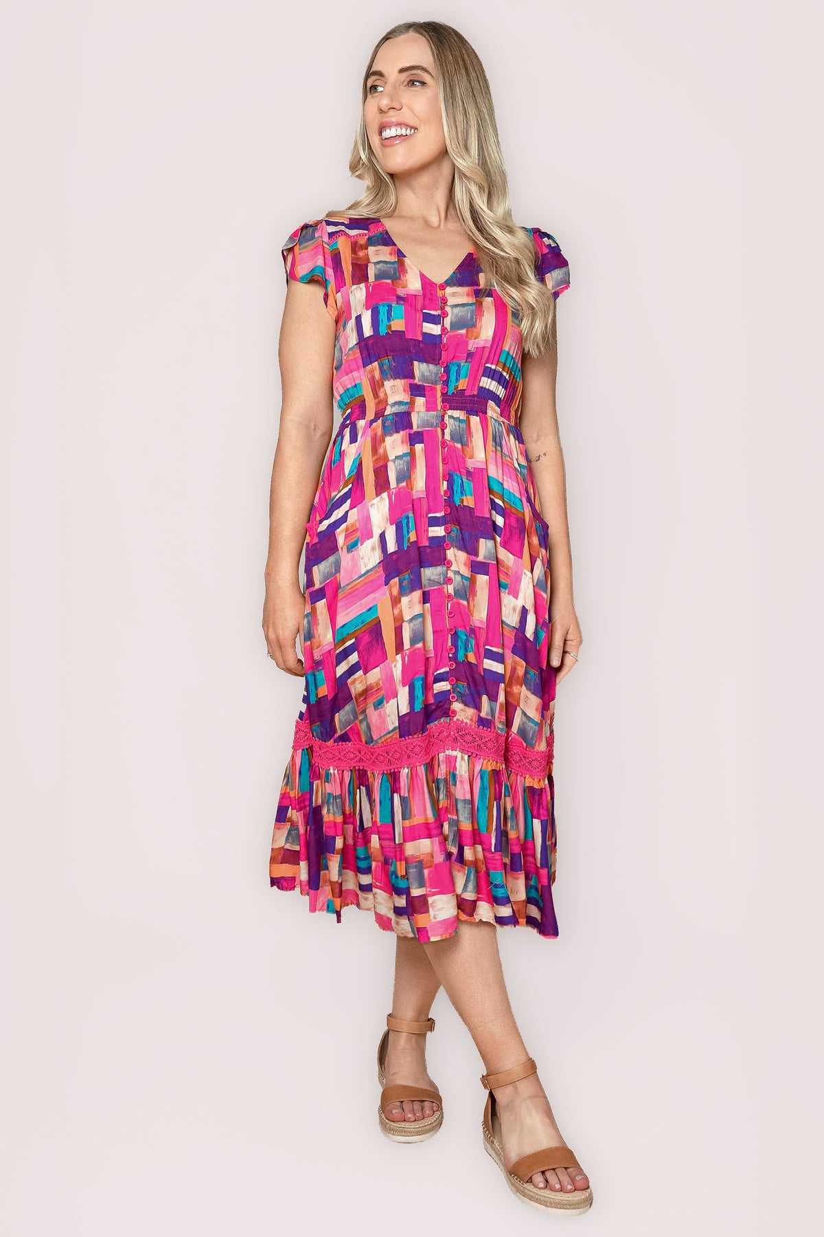 Alexa Midi Dress in Pink