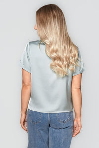 Nadine S/S Satin Tee in Sage