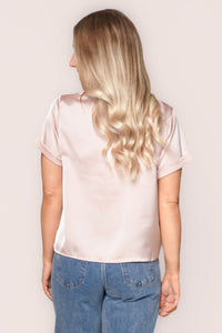 Nadine S/S Satin Tee in Pink