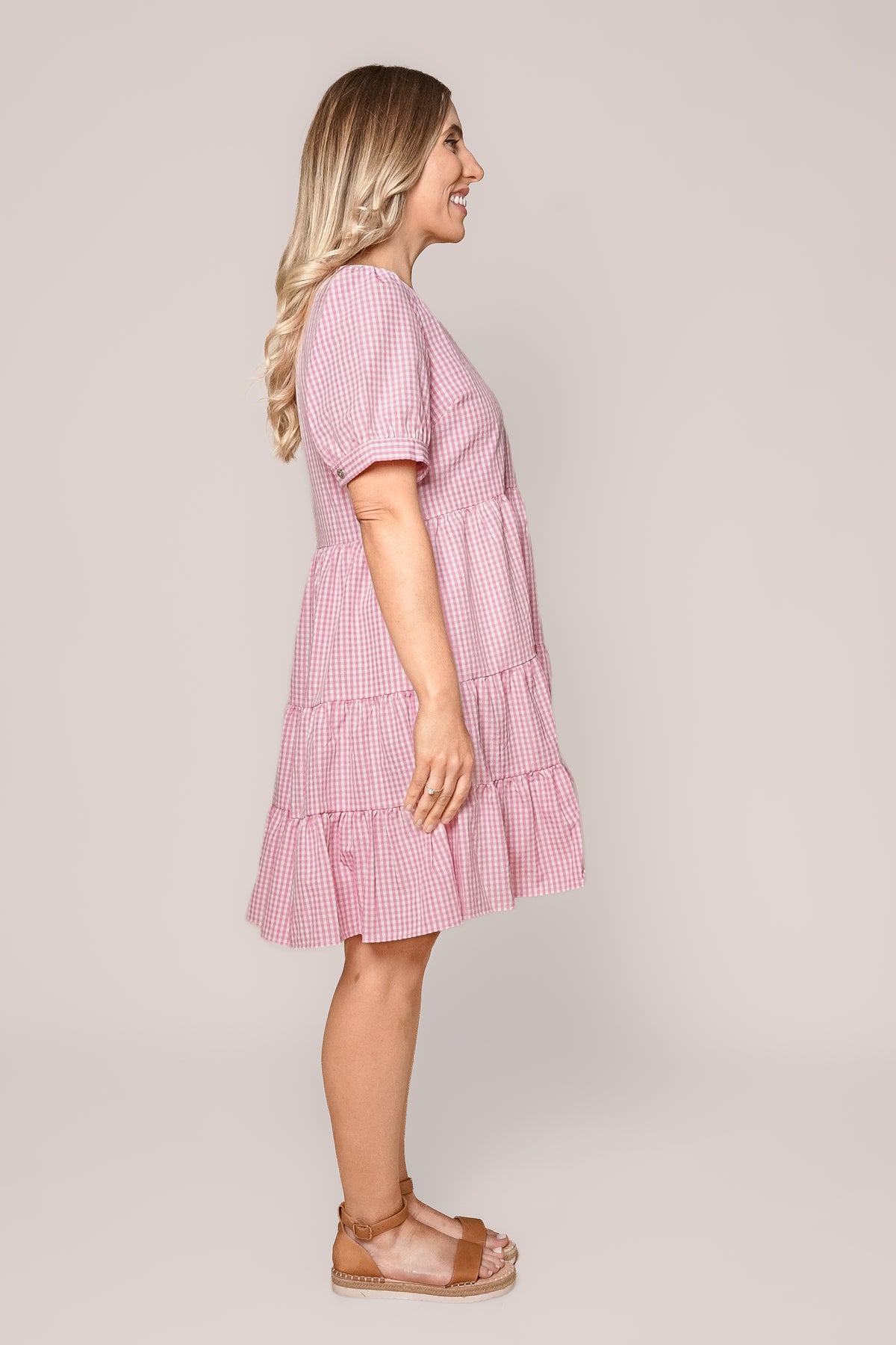 Yansi Gingham Dress in Pink