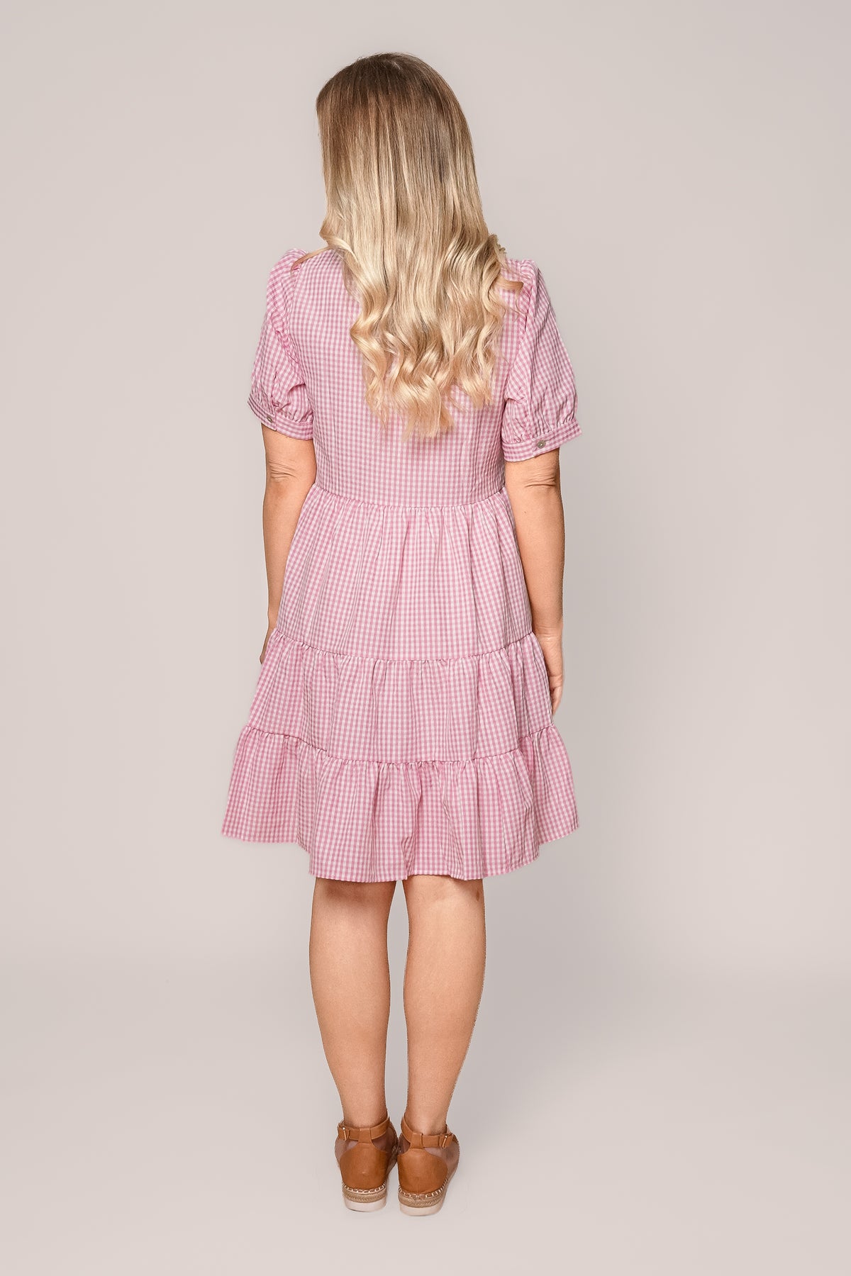 Yansi Gingham Dress in Pink
