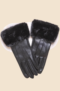 Molly Faux Fur Gloves in Black