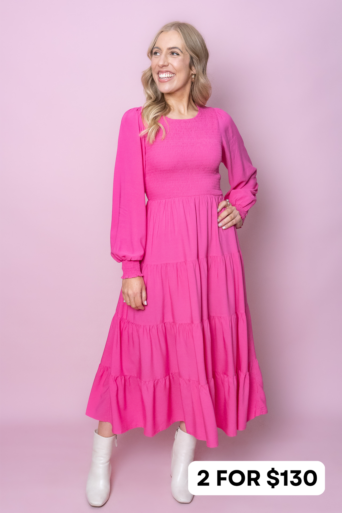 Samaria Dress in Bright Pink