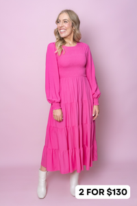 Samaria Dress in Bright Pink