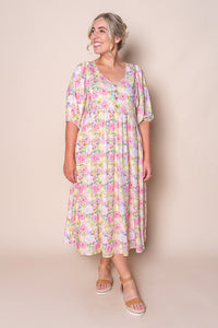 Grettal Midi Dress in Pink Multi