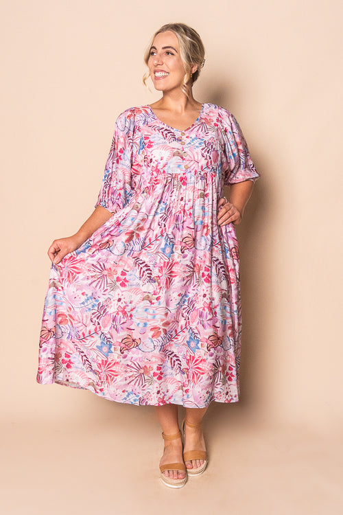 Venetia Midi Dress in Pink Multi
