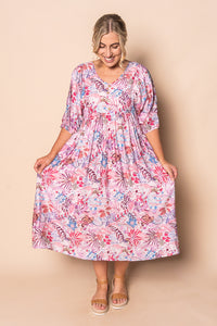 Venetia Midi Dress in Pink Multi