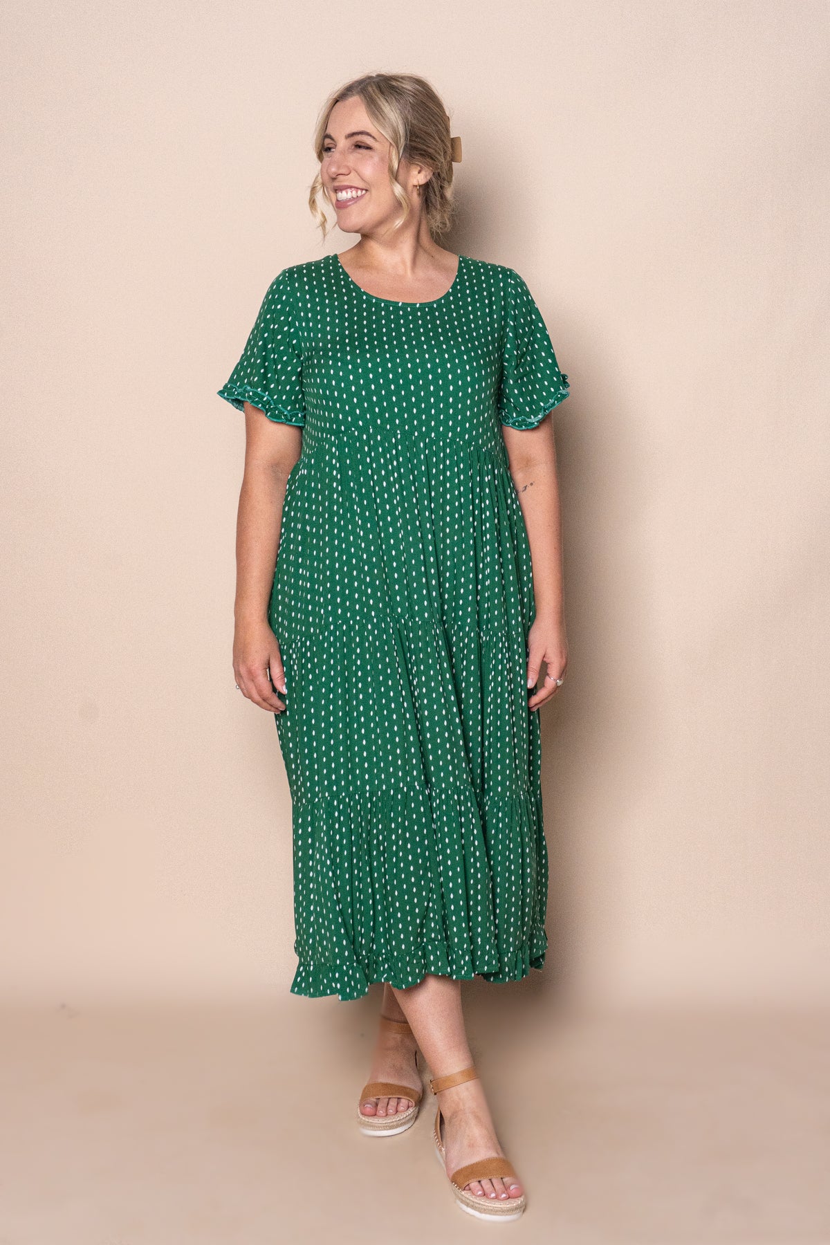 Jensen Midi Dress in Emerald