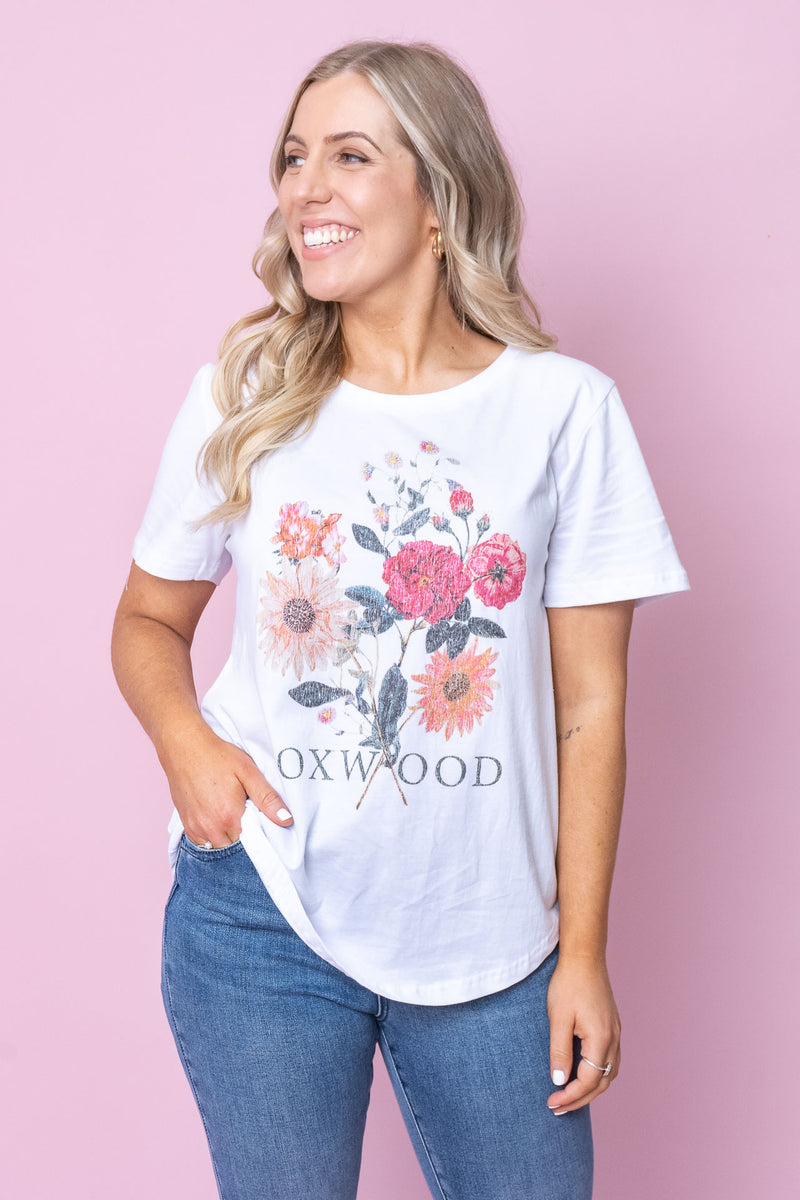 Bouquet Tee in White - Foxwood