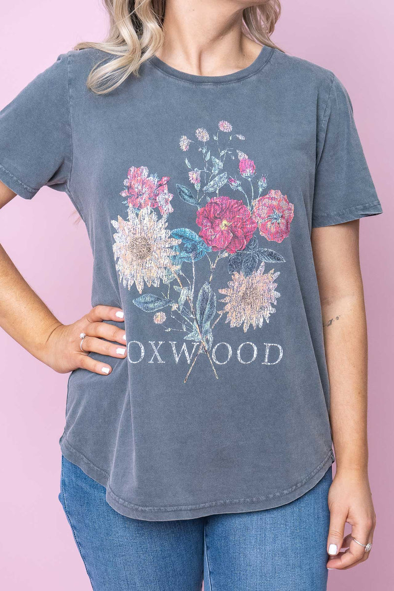Bouquet Tee in Washed Black - Foxwood