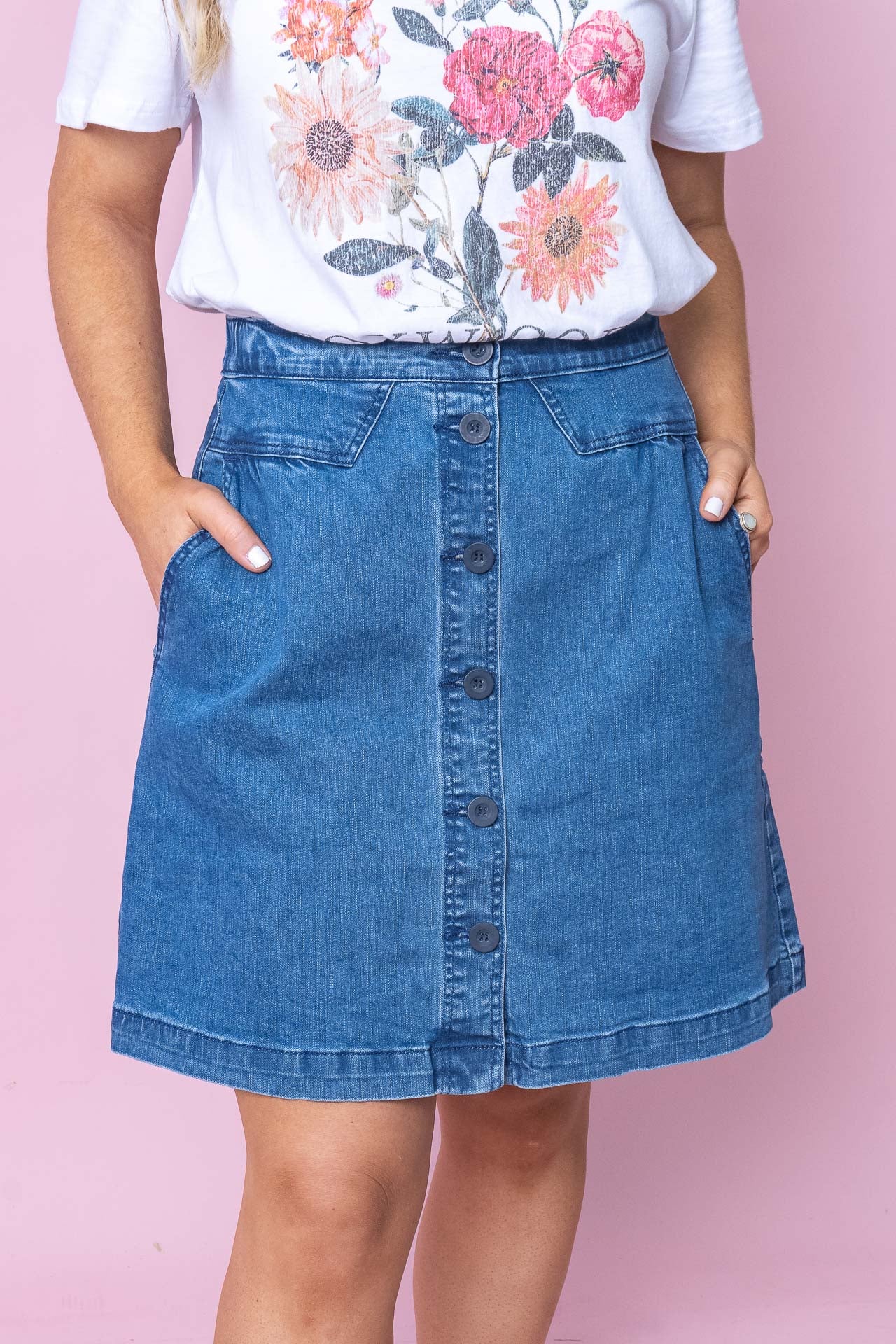 Amanda Skirt in Mid Blue - Foxwood – Always Alice